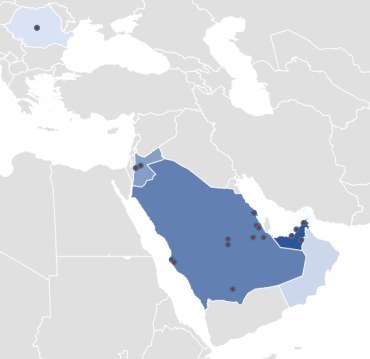 Map of the Middle East highlighting Simtix deployments across Saudi Arabia, the UAE, Jordan, and the Gulf